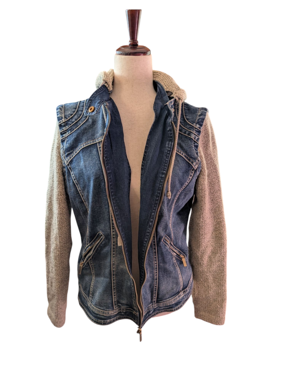 Black Rivet Hooded Jean Jacket