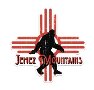 Big Foot Zia Sun Vinyl Sticker | Jemez Mountain Black , Red Zia on White 5"x5"