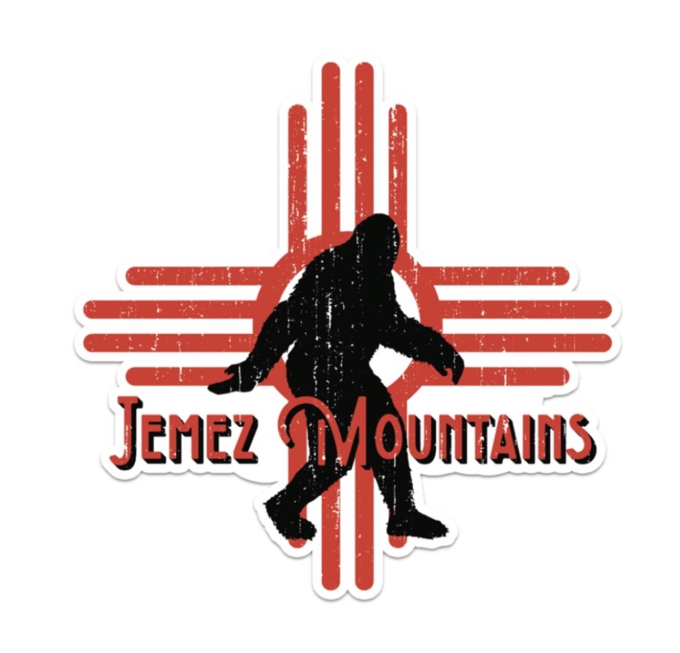 Big Foot Zia Sun Vinyl Sticker | Jemez Mountain Black , Red Zia on White 5"x5"