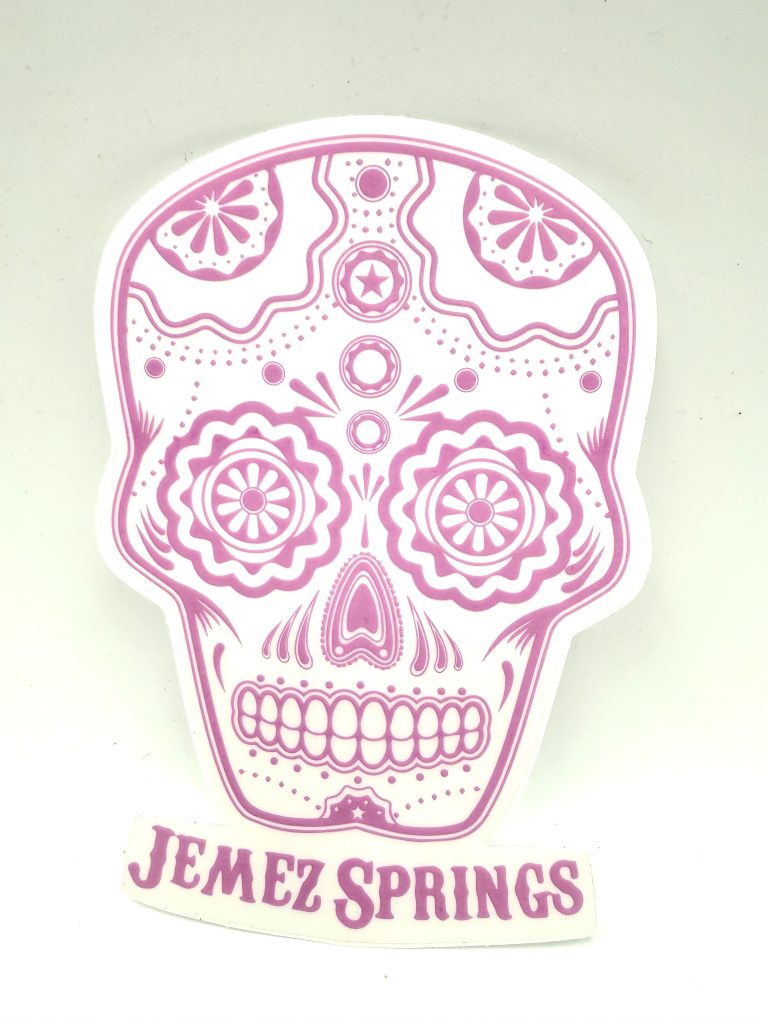 Sugar Skull Vinyl Sticker - Jemez Springs - Pink with Clear Background