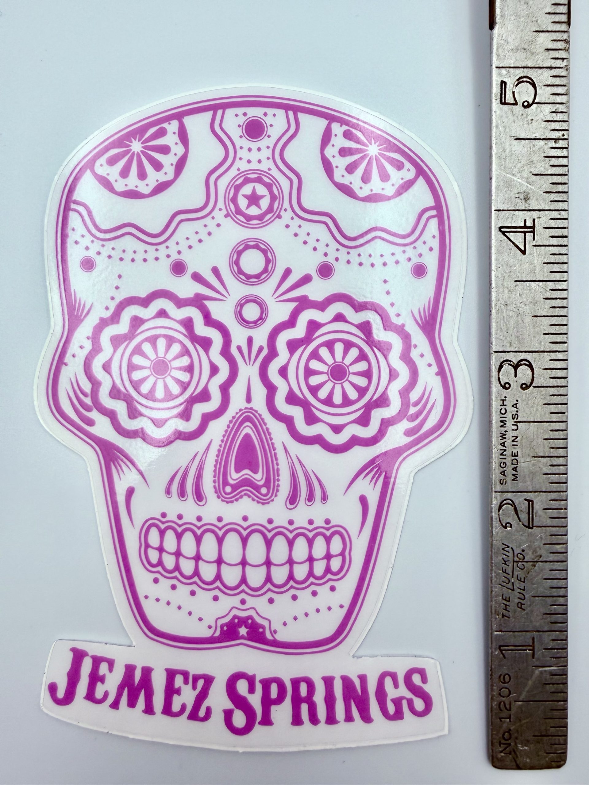 Sugar Skull Vinyl Sticker - Jemez Springs - Pink with Clear Background - Image 2