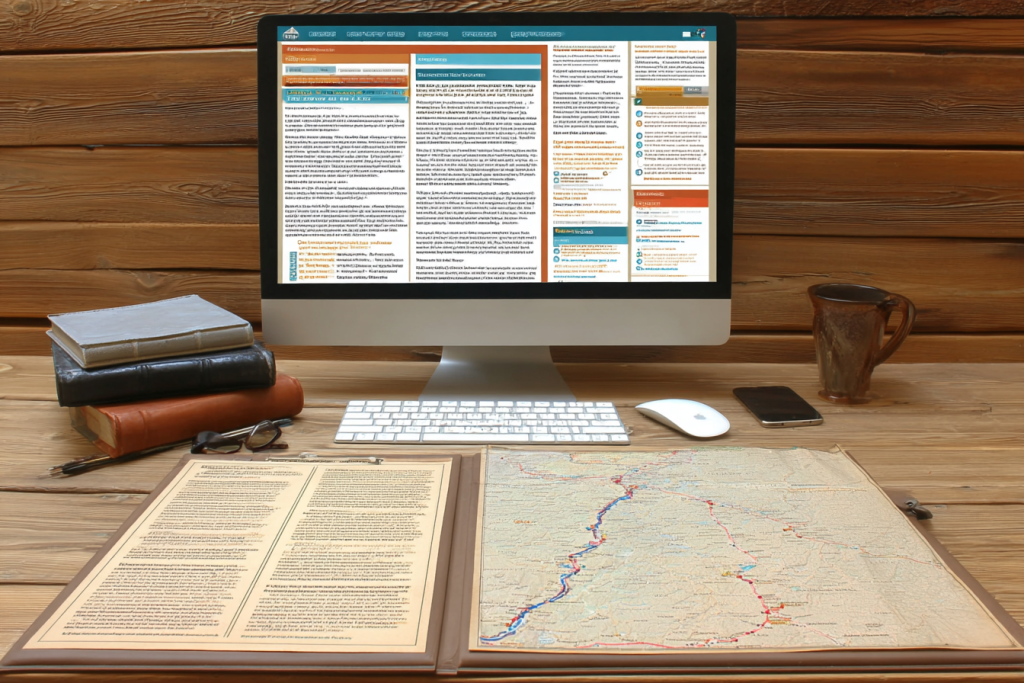 A computer showing an example of a roadmap for JemezVillage.com