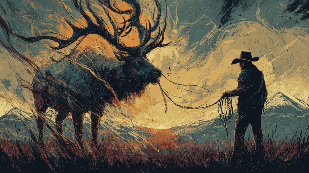 Old Cowboy and Elk