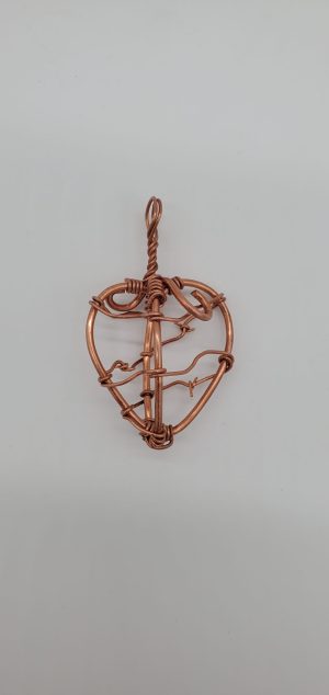 Barbed Wire Heart Copper Pendant - Back