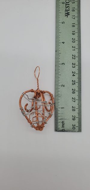 Unique Copper and Silver Abstract Heart Pendant - Size