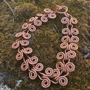 Egyptian Scrollwork Copper Bracelet - Moss