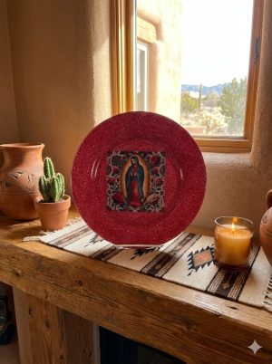 Our Lady of Guadalupe 10" Decoupage Plate | RED