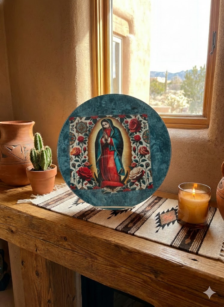 Our Lady of Guadalupe 10” Decoupage Plate | Blue
