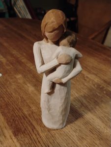 Handcrafted Wooden Mother and Child Figurine